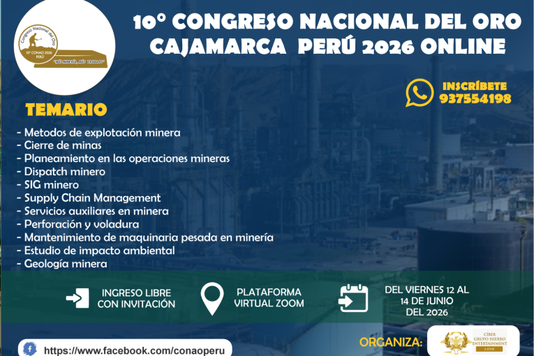 CAJAMARCA: “AGUA SÍ, ORO SÍ” ES EL SLOGAN DEL 10° CONGRESO NACIONAL DEL ORO – CONAO 2026 ONLINE