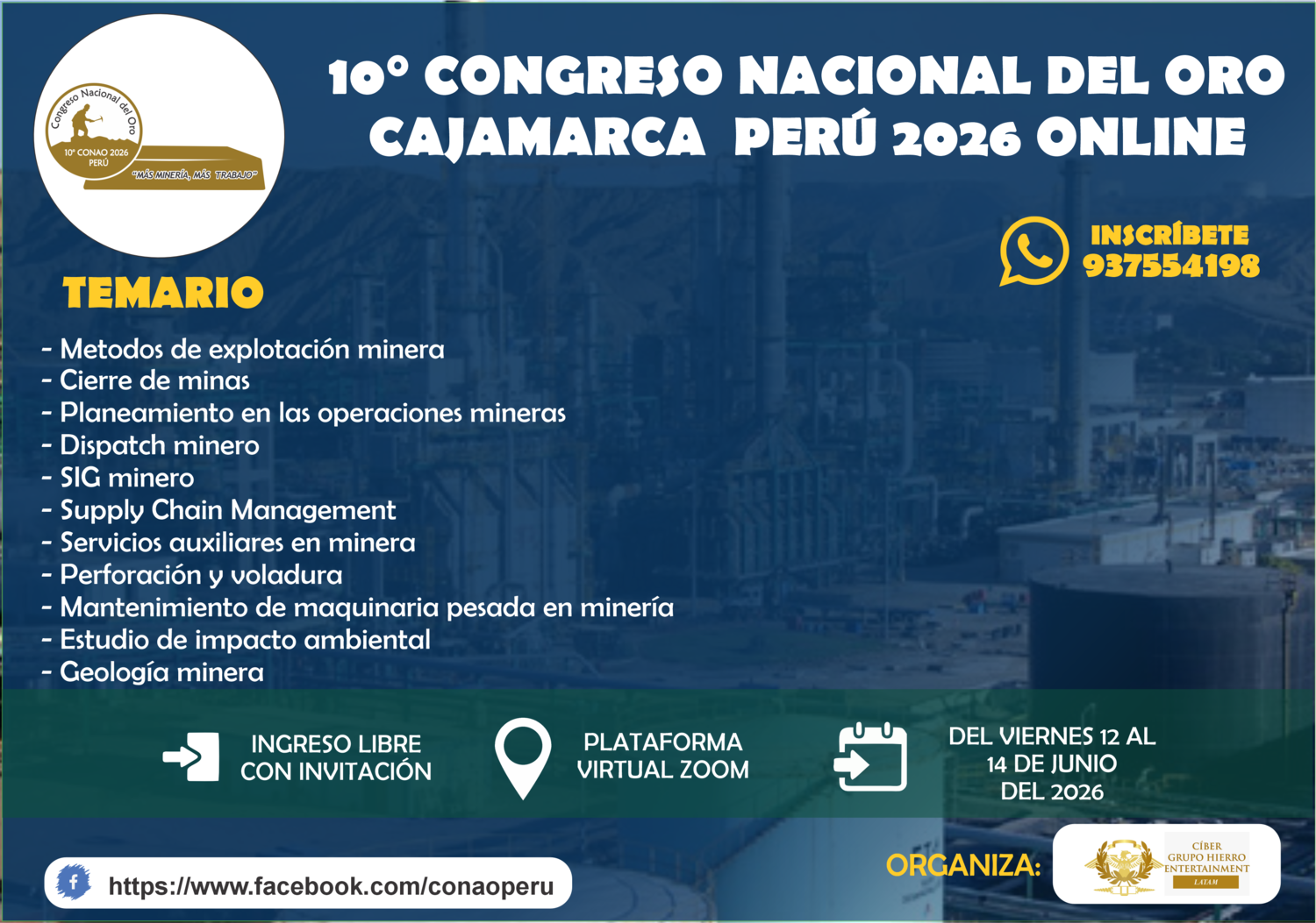 CAJAMARCA: “AGUA SÍ, ORO SÍ” ES EL SLOGAN DEL 10° CONGRESO NACIONAL DEL ORO – CONAO 2026 ONLINE
